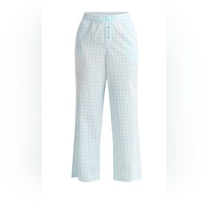 Joyspun NEW Aqua Cloud & White Gingham Cotton Pull On Pajama Pants - XL